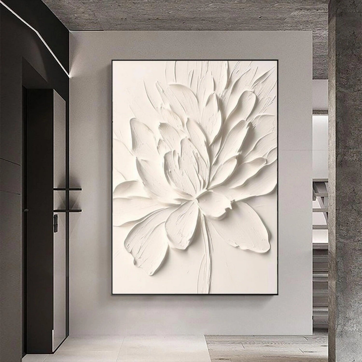 White Minimalistic Textured Art #MM215 - Image 4