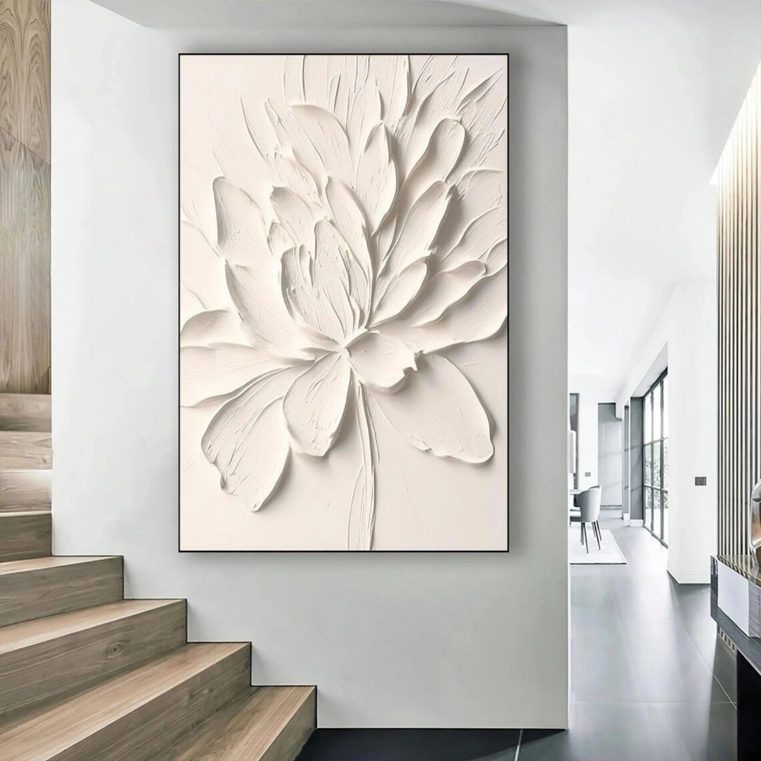 White Minimalistic Textured Art #MM215 - Image 2