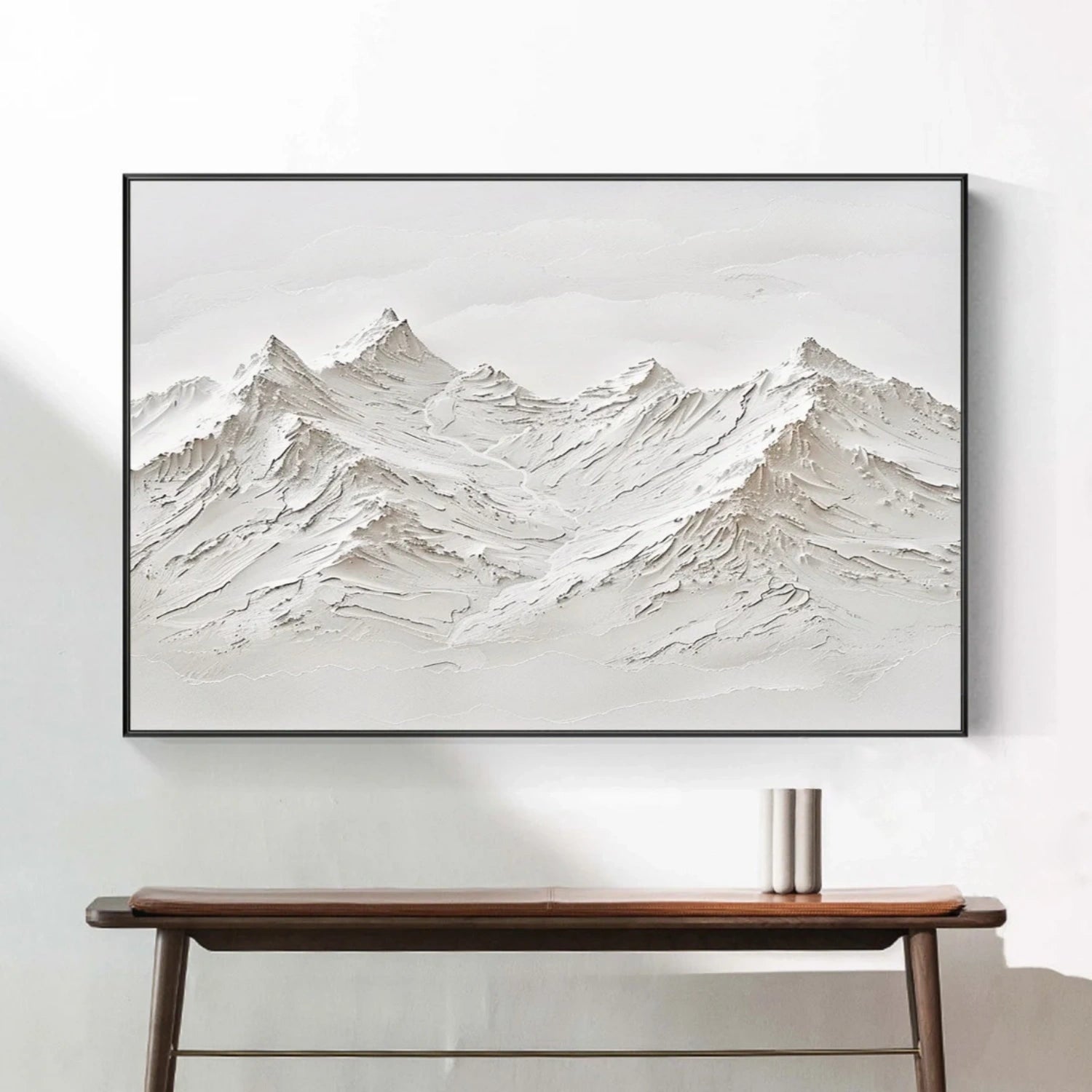 White Minimalistic Mountain Textured Art #MM206 - Image 4
