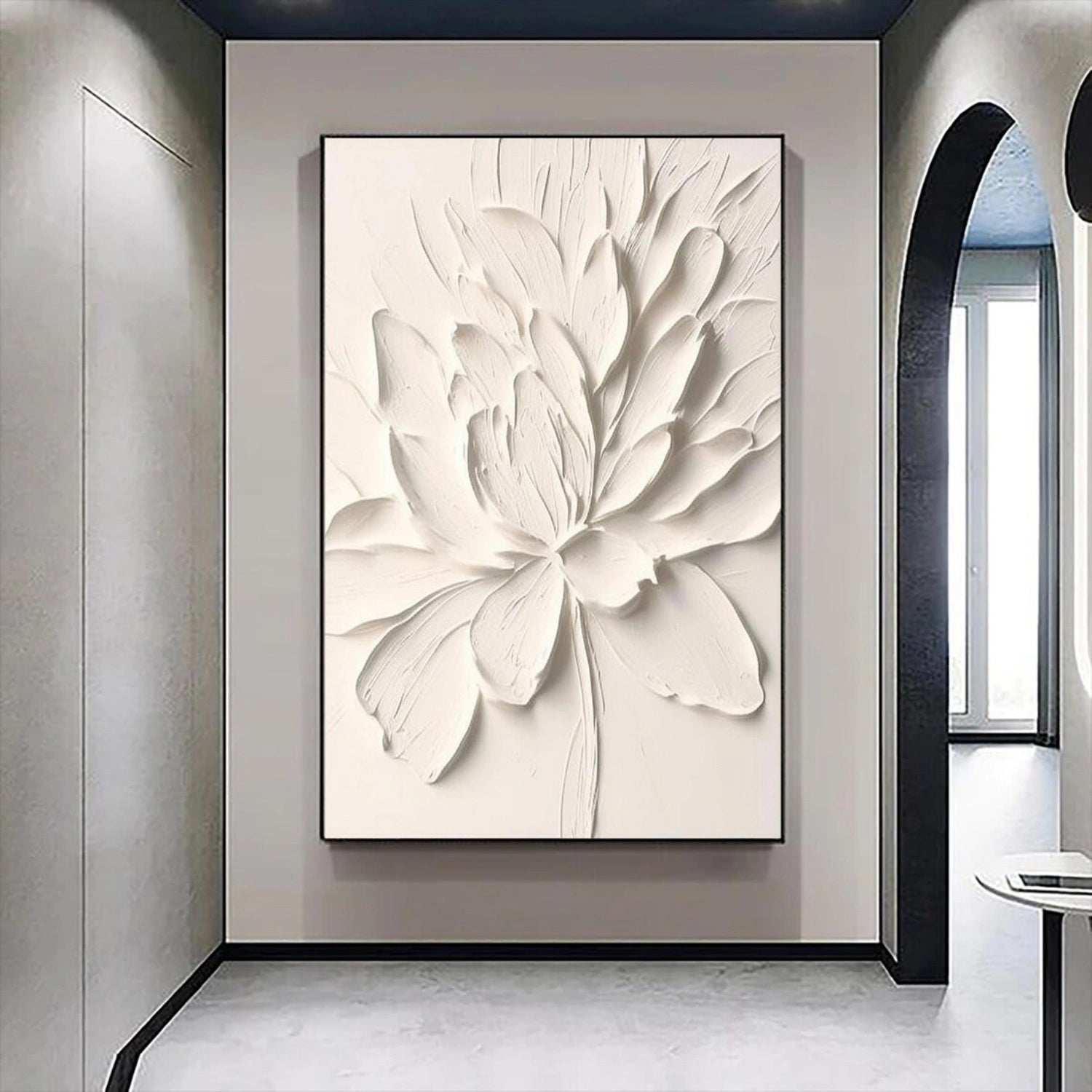 White Minimalistic Textured Art #MM215 - Image 3
