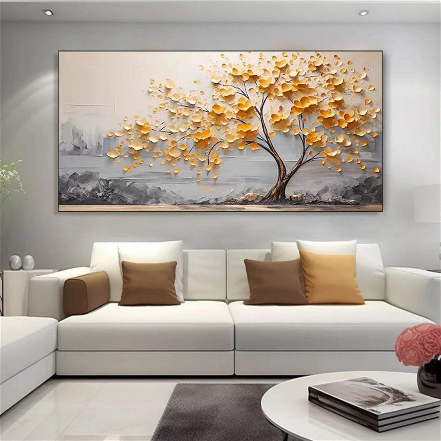 Colorful Flower & Tree Abstract Textured Wall Art #ML052 - Image 2