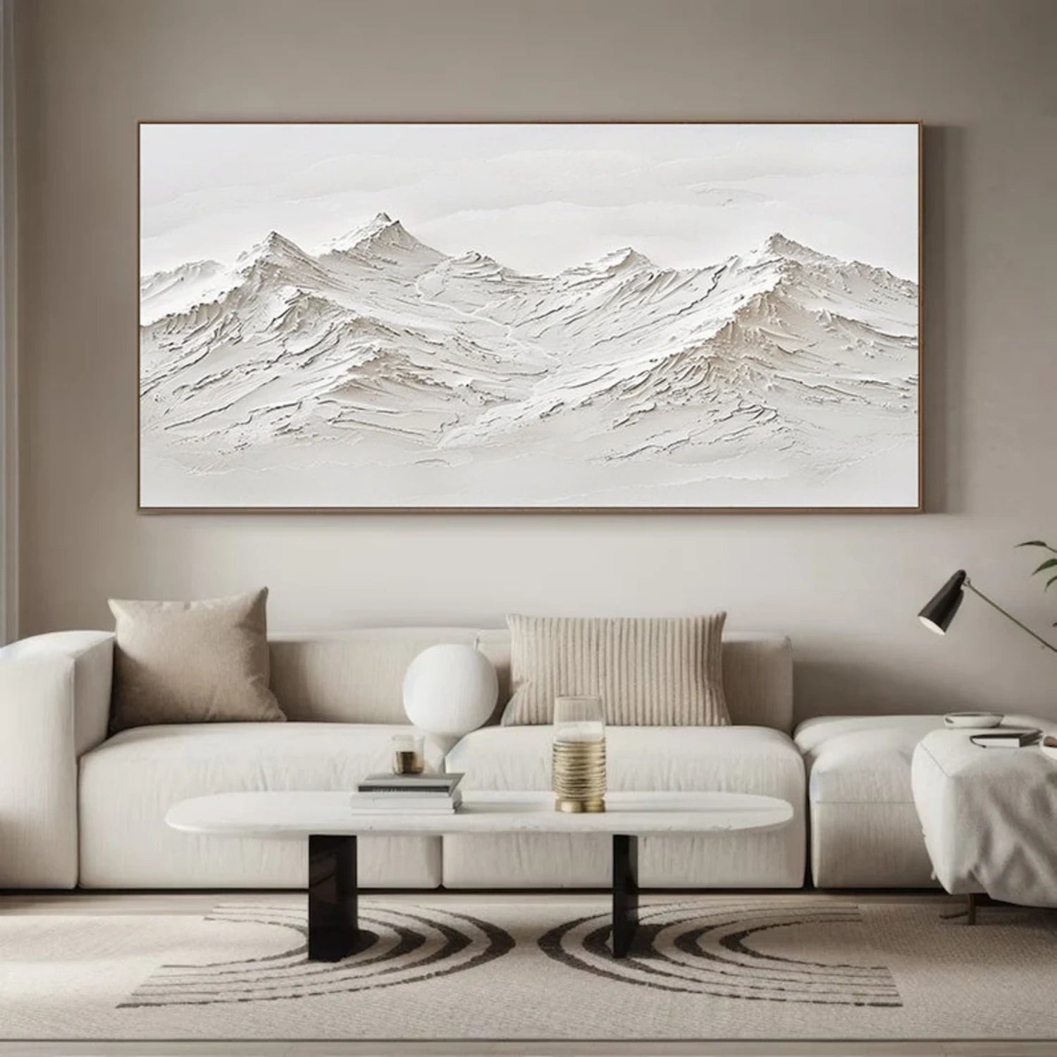 White Minimalistic Mountain Textured Art #MM206 - Image 5