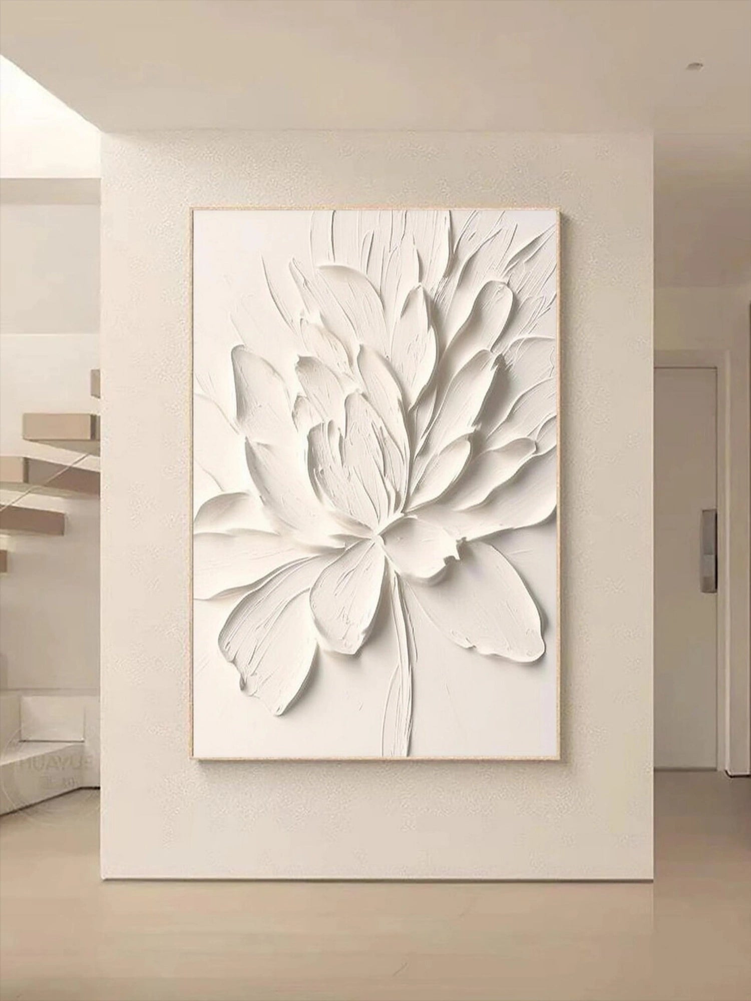 White Minimalistic Textured Art #MM215 - Image 5