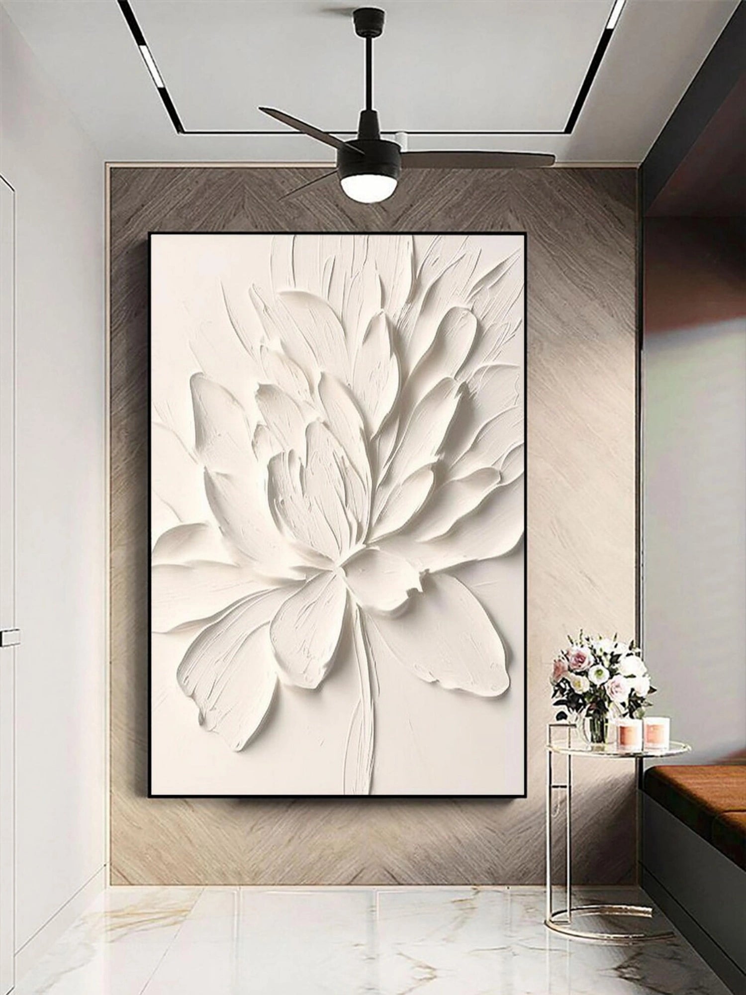 White Minimalistic Textured Art #MM215 - Image 6