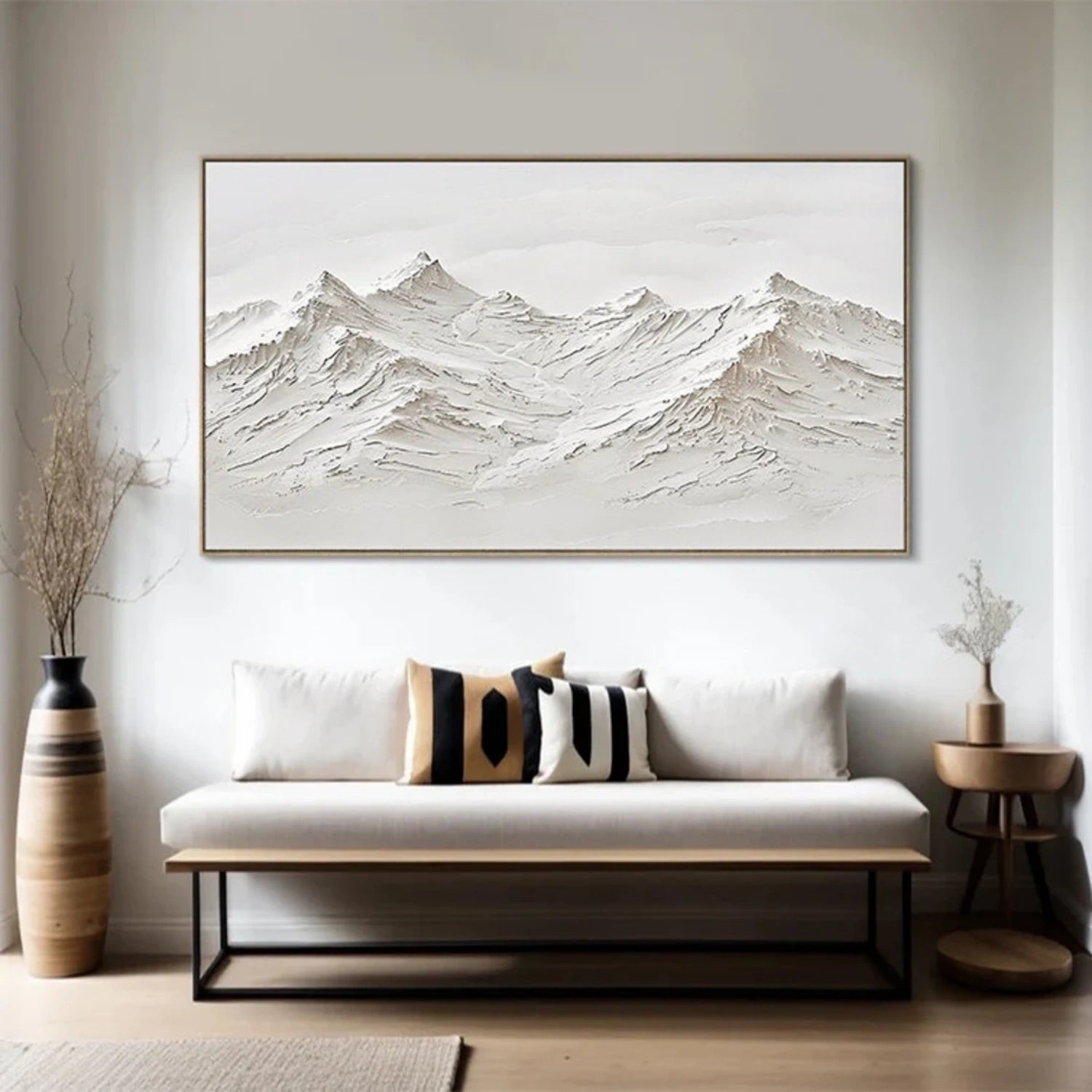 White Minimalistic Mountain Textured Art #MM206 - Image 6