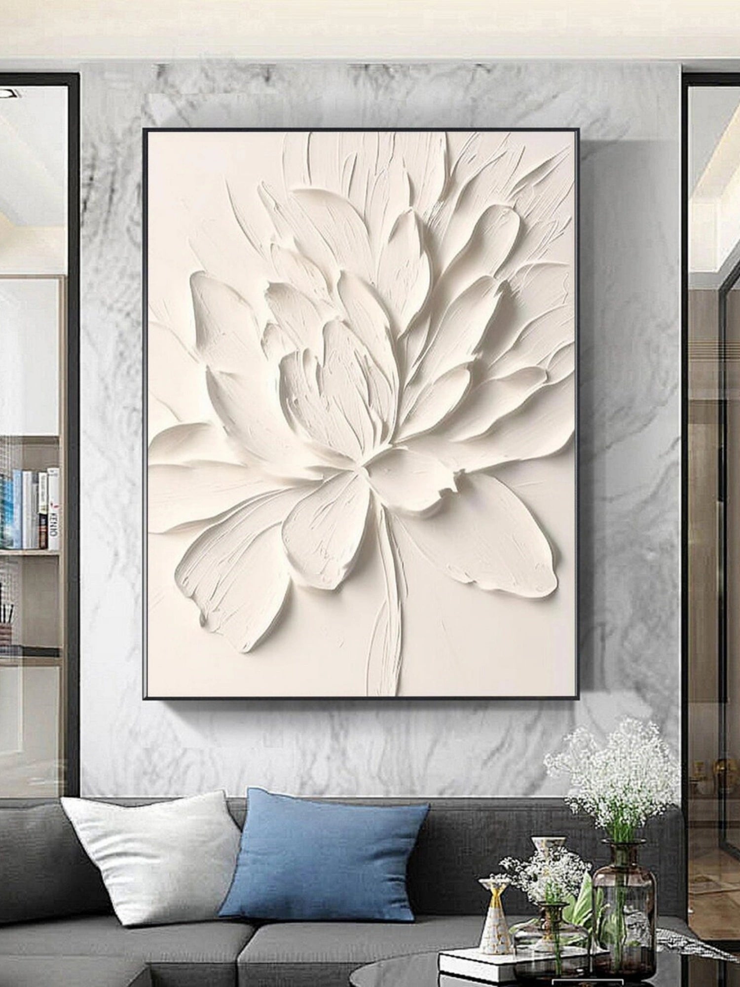 White Minimalistic Textured Art #MM215 - Image 7