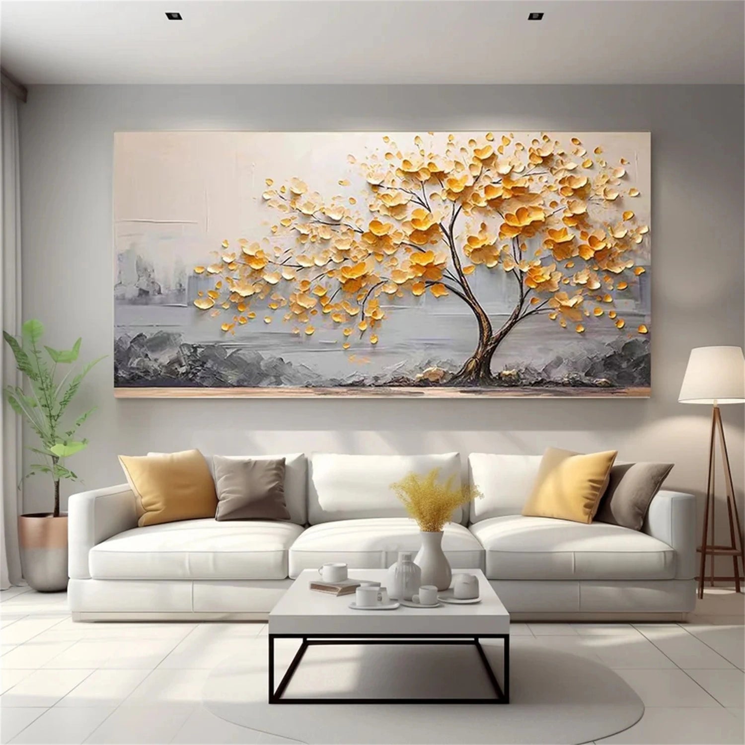 Colorful Flower & Tree Abstract Textured Wall Art #ML052 - Image 3